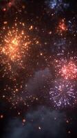 Fireworks in the sky with clouds and stars photo