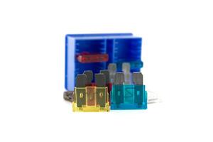 Blown fuses with open circuit isolated on white. photo