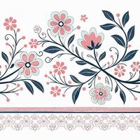 Seamless horizontal stripe floral border pattern design vector
