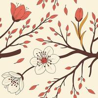 Seamless spring floral pattern with seasonal change vector