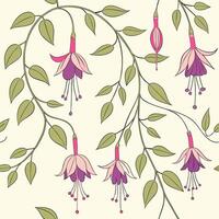 Seamless pattern of delicate hanging flower vines soft vector
