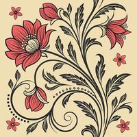 Seamless baroque damask floral pattern with elegant swirls vector