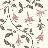 Seamless pattern of delicate hanging flower vines vector