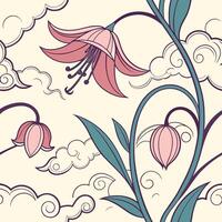 Seamless surreal melting flower pattern with vibrant colors vector