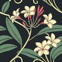 Seamless elegant orchid and vine pattern for textile design vector