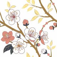 Seamless camellia floral pattern elegant botanical design vector