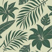 Seamless jungle camouflage floral pattern in deep green leaf vector