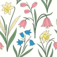 Seamless spring floral pattern with daffodils vector