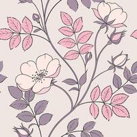 Seamless dreamy wild rose pattern with layered depth design vector