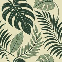 Seamless jungle camouflage floral pattern in deep green leaf use vector