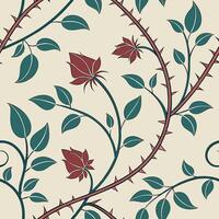 Seamless romantic gothic design vine and thorn pattern vector