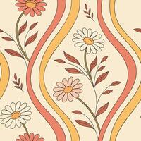Seamless retro floral pattern with daisy chains style vector