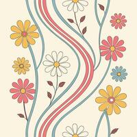 Seamless retro floral pattern with daisy chains design vector