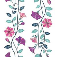 Seamless pattern of vertical climbing floral vines vector