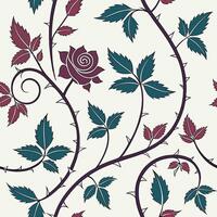 Seamless romantic gothic vine design and thorn pattern vector