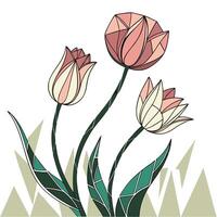 Abstract polygonal flower banner design with shading vector