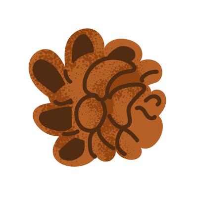 Open fir cone illustration. Simple flat design of a pine cone isolated on a white background