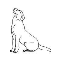 A dog is sitting in the shape of a line drawing vector