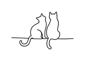 Two cats sitting on a branch, one looking at the other vector