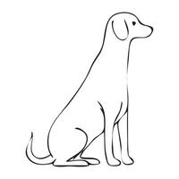 A dog is sitting in a line drawing vector