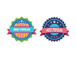 A retro-style Most Popular badge in orange with a turquoise outline vector
