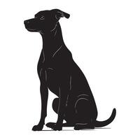 Black dog sitting on white background illustration vector
