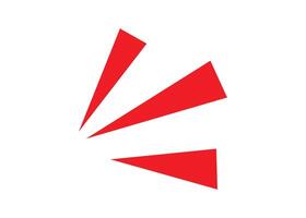 A red and white logo with a triangle shape vector
