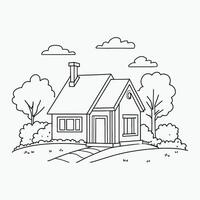 A house with trees and bushes in the background vector