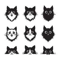 Set of cat faces vector