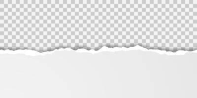 Horizontal torn paper edge Ripped squared horizontal white paper strips. illustration vector