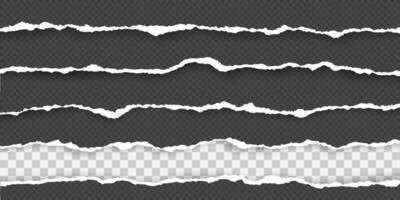 Horizontal torn paper edge Ripped squared horizontal white paper strips illustration vector