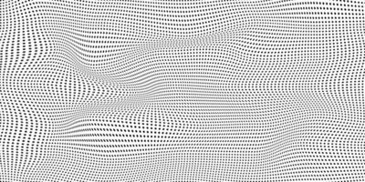 Halftone Dot Wave Texture With Dynamic 3D Warp Effect, Perfect for Abstract, Futuristic, or Pop Art Backgrounds. Editable Illustration vector