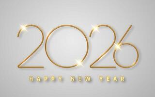 Elegant 2026 New Year Gold Text Design with Sparkling Highlights on Clean White Background. Luxury Celebration Concept for Holiday or Event. Illustration vector