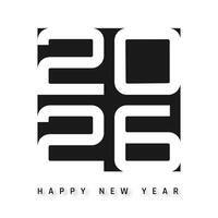 Modern 2026 New Year Design with Bold Geometric Digits in Black and White Minimal Style, Perfect for Greeting Cards, Posters, or Digital Art Illustration vector
