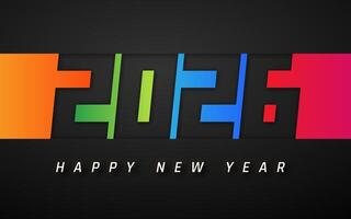 Modern 2026 New Year Design with Colorful Digits on Dark Background, Futuristic Minimal Style for Holiday Greeting, Web Banner or Print Template Illustration vector