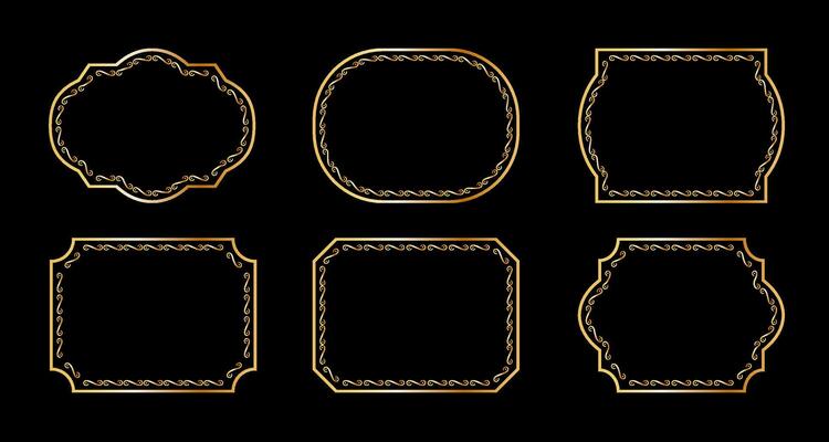 Golden frame set on black background
