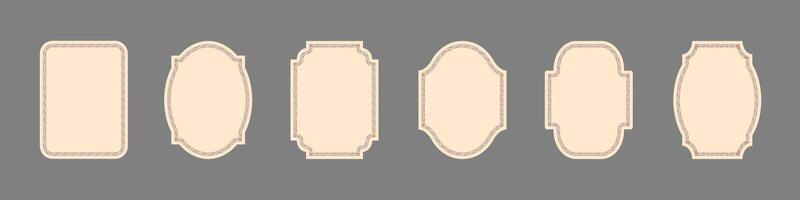 Vintage frames set isolated on gray background. Decorative frames for labels. Decorative frames for wedding invitations, greeting cards. vector
