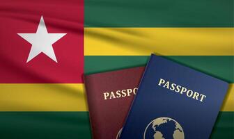 Togo Passport with flag of Togo Background vector