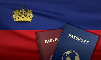 Liechtenstein Passport with flag of Liechtenstein Background vector