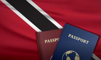 Trinidad and Tobago Passport with flag of Trinidad and Tobago Background vector