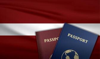Latvia Passport with flag of Latvia Background vector