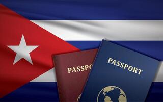 Cuba Passport with flag of Cuba Background vector
