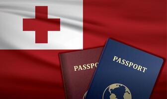 Tonga Passport with flag of Tonga Background vector