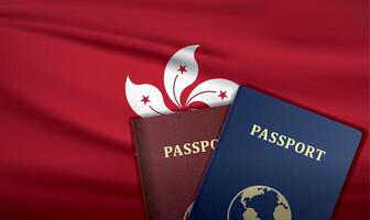 Hongkong Passport with flag of Hongkong Background vector
