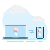 How to backup your files on a laptop vector