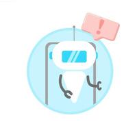 A robot with a speech bubble and a sign saying help vector