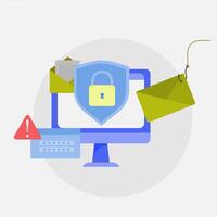 A computer screen with a lock and a envelope vector