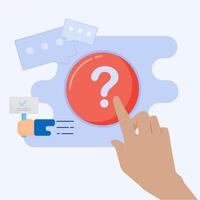 Hand pointing to question mark button with question mark icon vector