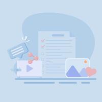 A list of items with a camera and a heart vector