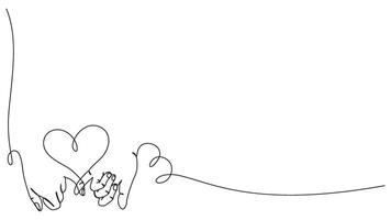 Continuous Line Drawing of Two Hands Making Heart Shape with Fingers Love Concept vector